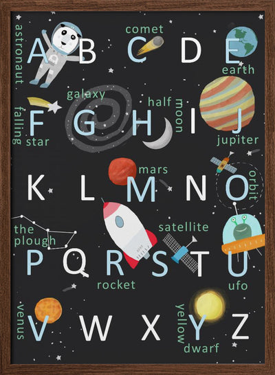 Illustrated Space Alphabet by Artist Carla Daly - Stretched Canvas, Poster or Fine Art Print I Heart Wall Art