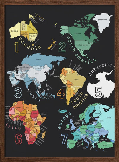 Explore the World with Illustrated Continents by Carla Daly - Stretched Canvas, Poster or Fine Art Print I Heart Wall Art