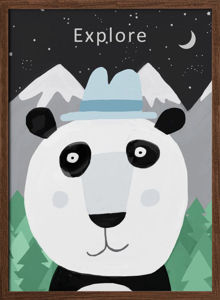 Explore the World with Cute Panda by Artist Carla Daly - Stretched Canvas, Poster or Fine Art Print I Heart Wall Art