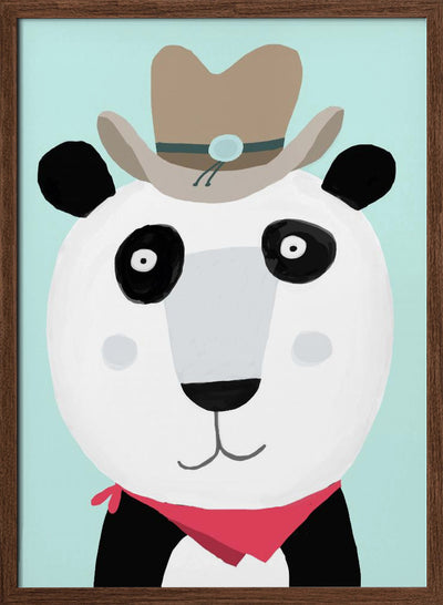 Funny Panda with Cowboy Hat by Artist Carla Daly - Stretched Canvas, Poster or Fine Art Print I Heart Wall Art