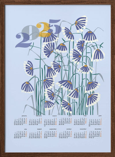 calendar 2025 Linocut flowers light - Stretched Canvas, Poster or Fine Art Print I Heart Wall Art