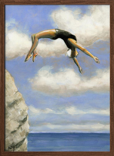 Diver and Rock - Stretched Canvas, Poster or Fine Art Print I Heart Wall Art