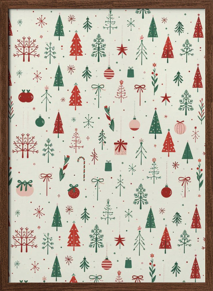 Scandinavian Holiday Forest - Stretched Canvas, Poster or Fine Art Print I Heart Wall Art