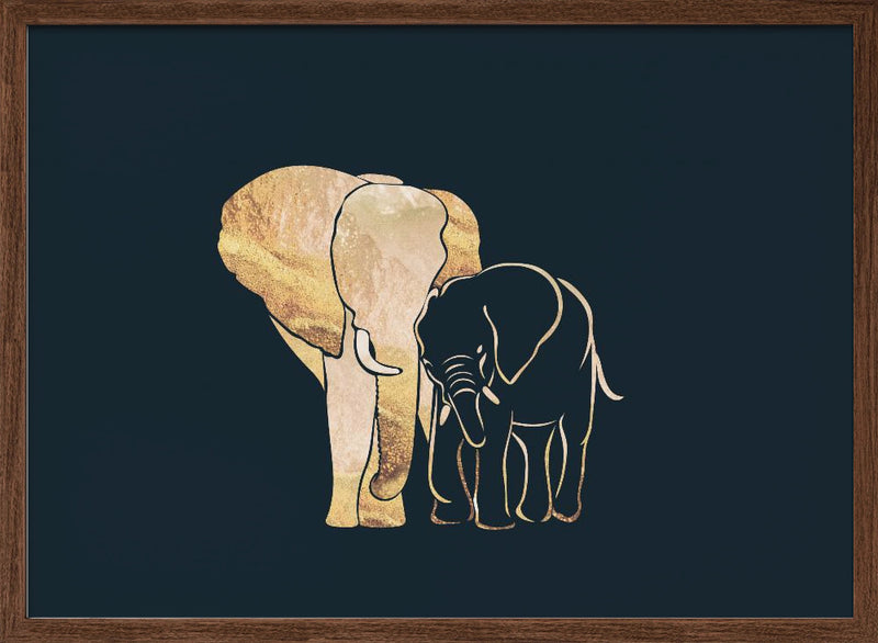 Black Gold Elephants 1 - Stretched Canvas, Poster or Fine Art Print I Heart Wall Art