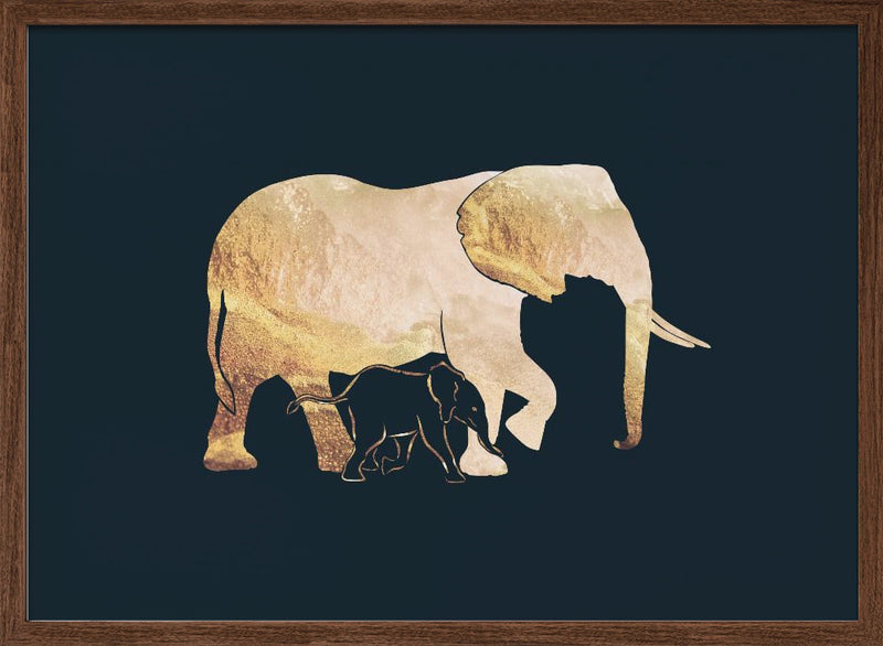 Black gold elephants 2 - Stretched Canvas, Poster or Fine Art Print I Heart Wall Art