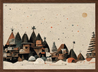 Tiny Christmas Town - Stretched Canvas, Poster or Fine Art Print I Heart Wall Art