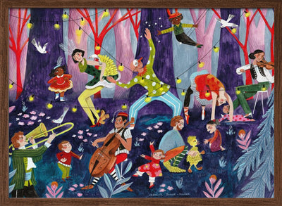 Circus performers and children in the forest - Stretched Canvas, Poster or Fine Art Print I Heart Wall Art