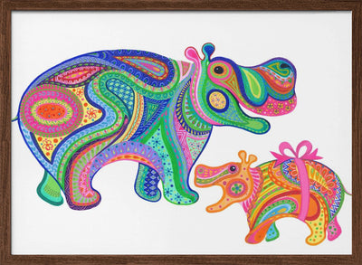 Hippo Birthday - Stretched Canvas, Poster or Fine Art Print I Heart Wall Art