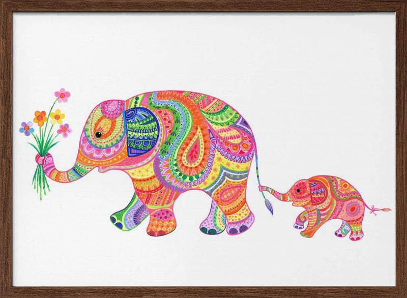 Elephant and Baby - Stretched Canvas, Poster or Fine Art Print I Heart Wall Art