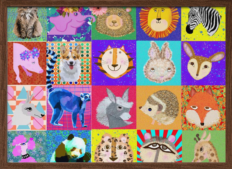 Pop Animal portraits 2 - Stretched Canvas, Poster or Fine Art Print I Heart Wall Art