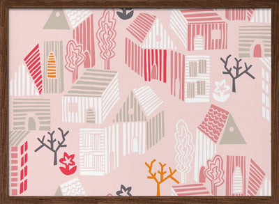 City life neighborhood pearl pink pattern - Stretched Canvas, Poster or Fine Art Print I Heart Wall Art