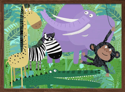 Animals Hanging Out in the Jungle by Carla Daly - Stretched Canvas, Poster or Fine Art Print I Heart Wall Art