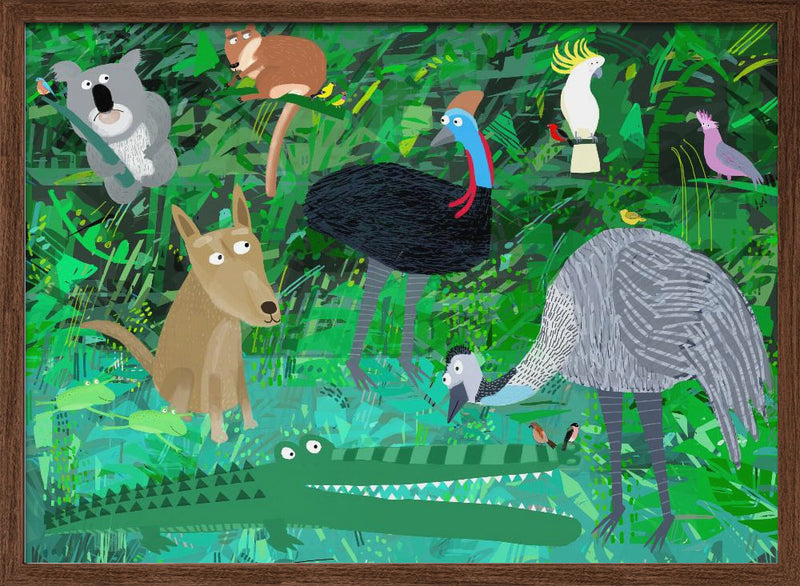 Funny Australian Animals in the Jungle by Carla Daly - Stretched Canvas, Poster or Fine Art Print I Heart Wall Art