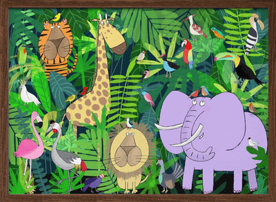 Jungle Animals Deep in the Jungle Foliage by Artist Carla Daly - Stretched Canvas, Poster or Fine Art Print I Heart Wall Art