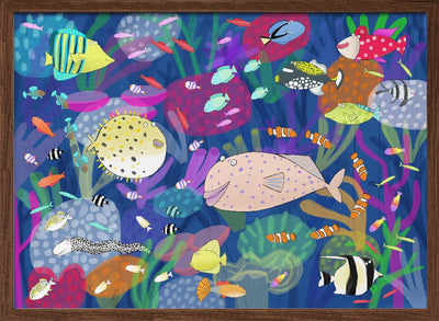 Colorful Tropical Fish Illustration by Artist Carla Daly - Stretched Canvas, Poster or Fine Art Print I Heart Wall Art