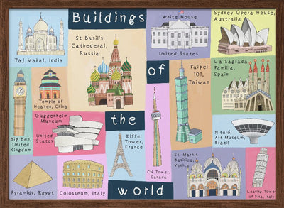 Buildings of the World Illustrated by Artist Carla Daly - Stretched Canvas, Poster or Fine Art Print I Heart Wall Art