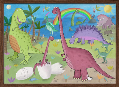 Cute Dinosaur in the Jurassic Park by Artist Carla Daly - Stretched Canvas, Poster or Fine Art Print I Heart Wall Art