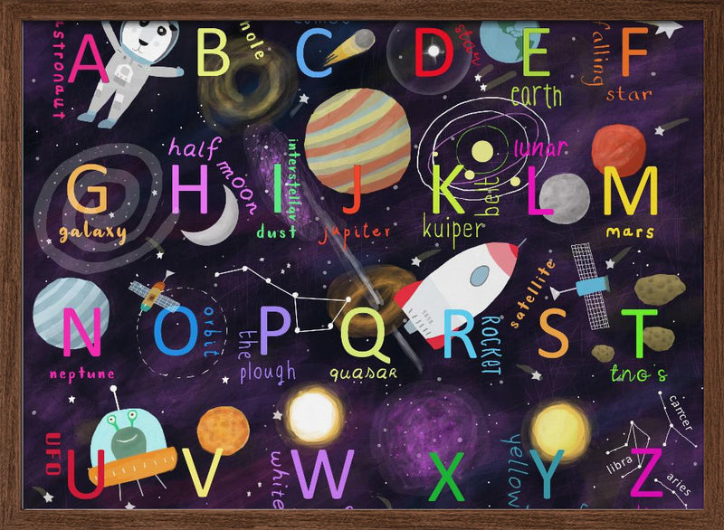 Space Alphabet Illustration by Artist Carla Daly - Stretched Canvas, Poster or Fine Art Print I Heart Wall Art