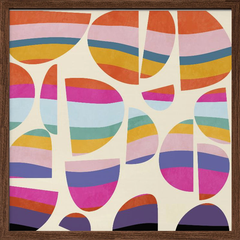 Pattern3 Mid Bunt 5 Kopie - Square Stretched Canvas, Poster or Fine Art Print I Heart Wall Art