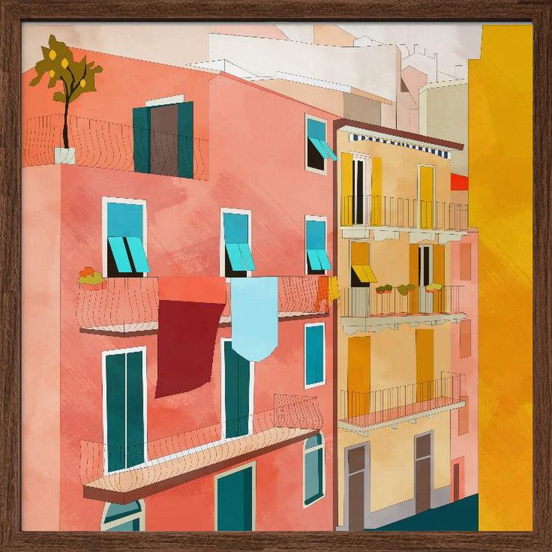 Little Italy Houses - Square Stretched Canvas, Poster or Fine Art Print I Heart Wall Art