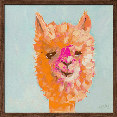 Orange Alpaca - Square Stretched Canvas, Poster or Fine Art Print I Heart Wall Art