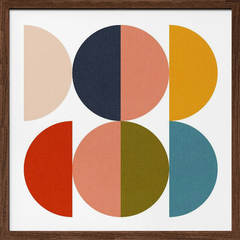 Mid Century Geometric Color Play 1 - Square Stretched Canvas, Poster or Fine Art Print I Heart Wall Art