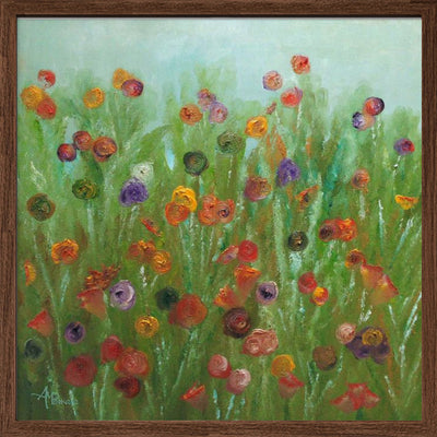 Wild Flowers Abstract - Square Stretched Canvas, Poster or Fine Art Print I Heart Wall Art