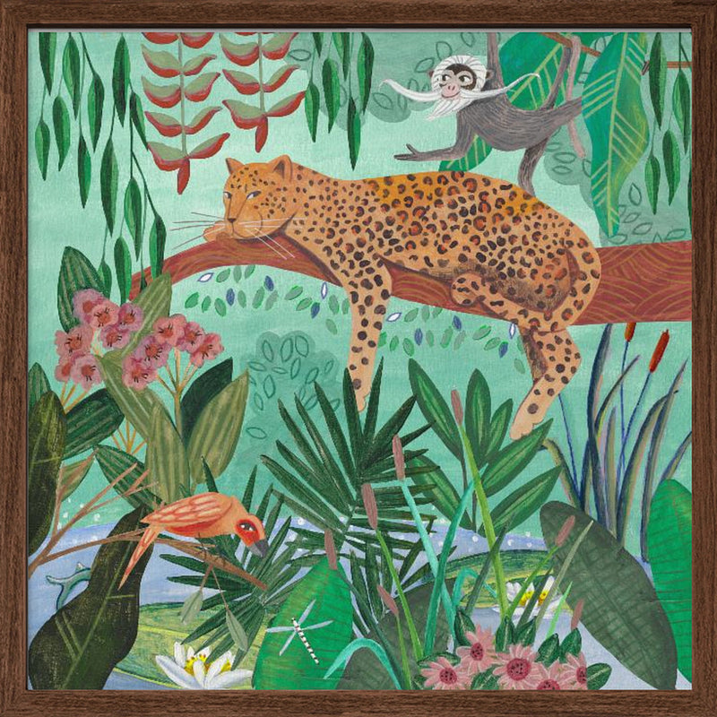 Leopard in the jungle - Square Stretched Canvas, Poster or Fine Art Print I Heart Wall Art