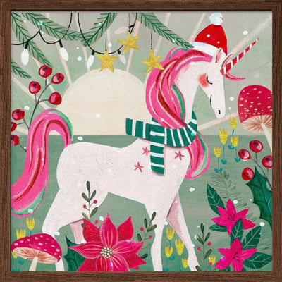 Christmas Unicorn - Square Stretched Canvas, Poster or Fine Art Print I Heart Wall Art