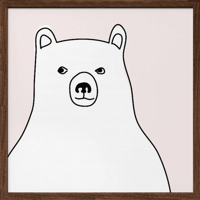 Bear In a Pink Square - Square Stretched Canvas, Poster or Fine Art Print I Heart Wall Art