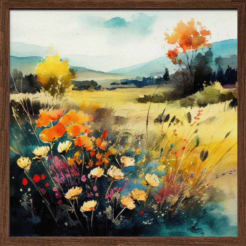 Idyllic Meadow (3) - Square Stretched Canvas, Poster or Fine Art Print I Heart Wall Art