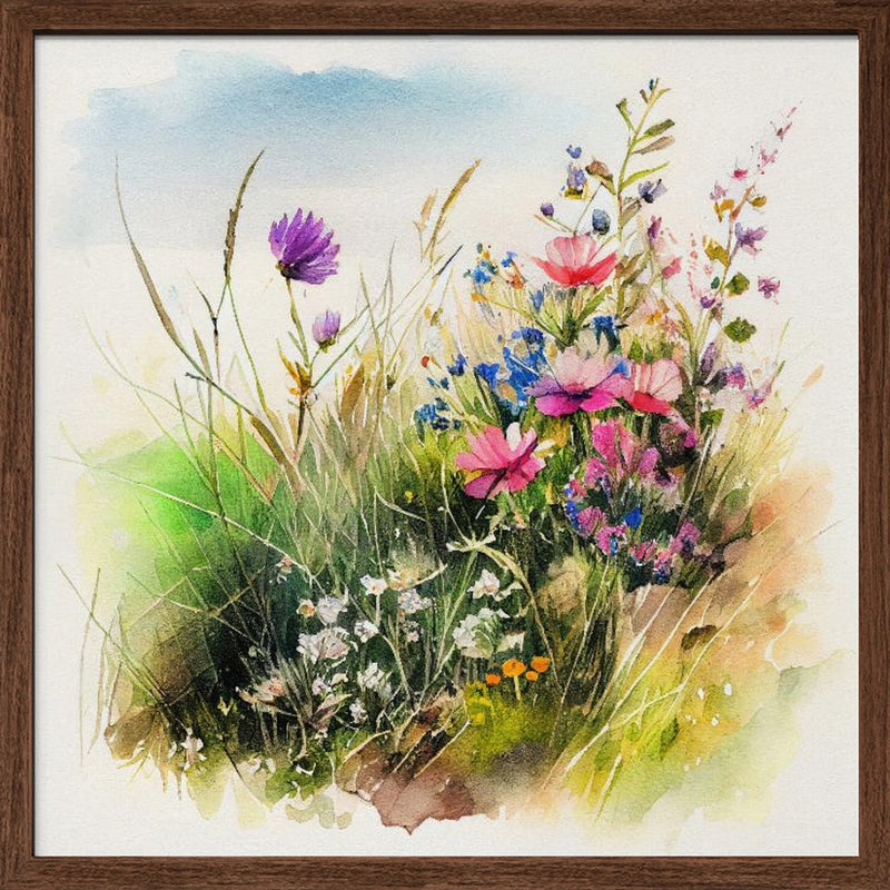 Meadow Nature Art (2) - Square Stretched Canvas, Poster or Fine Art Print I Heart Wall Art