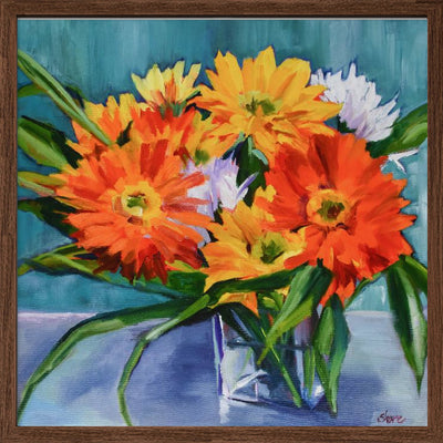 Flowers In Vase - Square Stretched Canvas, Poster or Fine Art Print I Heart Wall Art