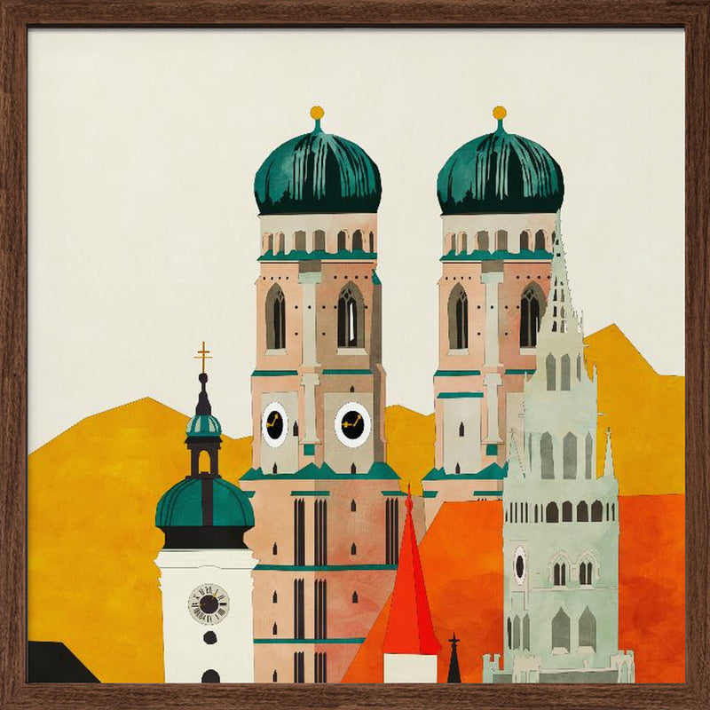 Munich, Liebfrauenkirche - Square Stretched Canvas, Poster or Fine Art Print I Heart Wall Art