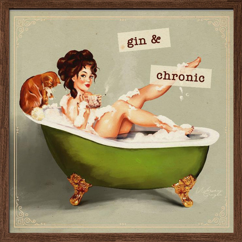 Gin and Chronic - Square Stretched Canvas, Poster or Fine Art Print I Heart Wall Art