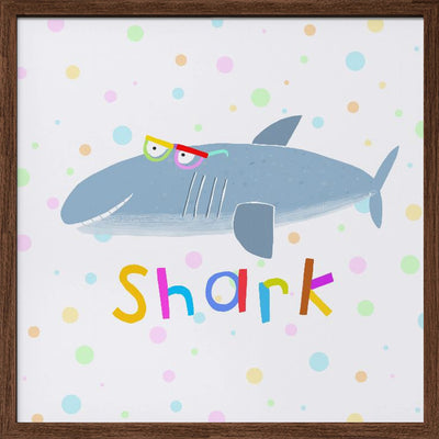 Funny Shark Wearing Glasses by Artist Carla Daly - Square Stretched Canvas, Poster or Fine Art Print I Heart Wall Art