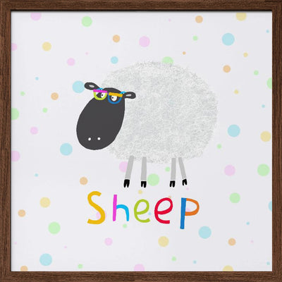 Cute Fluffy Sheep Wearing Colorful Glasses by Artist Carla Daly - Square Stretched Canvas, Poster or Fine Art Print I Heart Wall Art