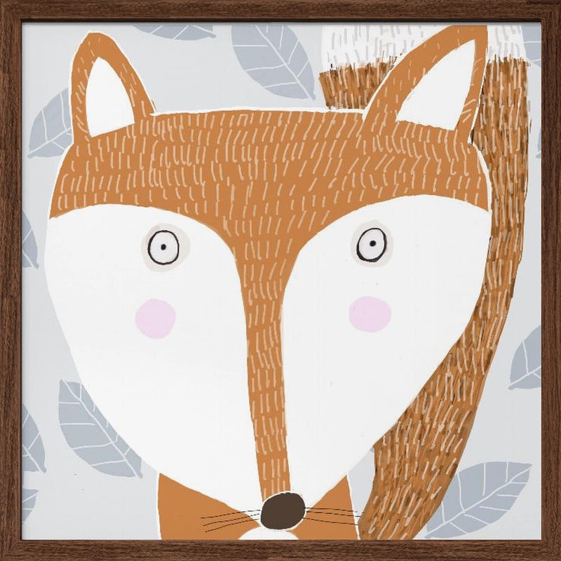 X Fox Final - Square Stretched Canvas, Poster or Fine Art Print I Heart Wall Art