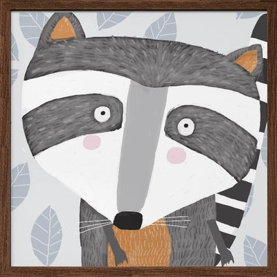 X Racoon Face2 - Square Stretched Canvas, Poster or Fine Art Print I Heart Wall Art