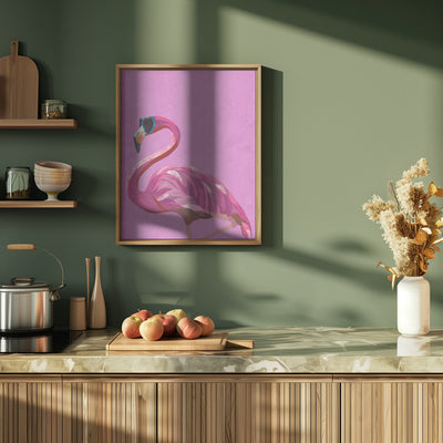 Magenta Metallic Flamingo - Stretched Canvas, Poster or Fine Art Print I Heart Wall Art