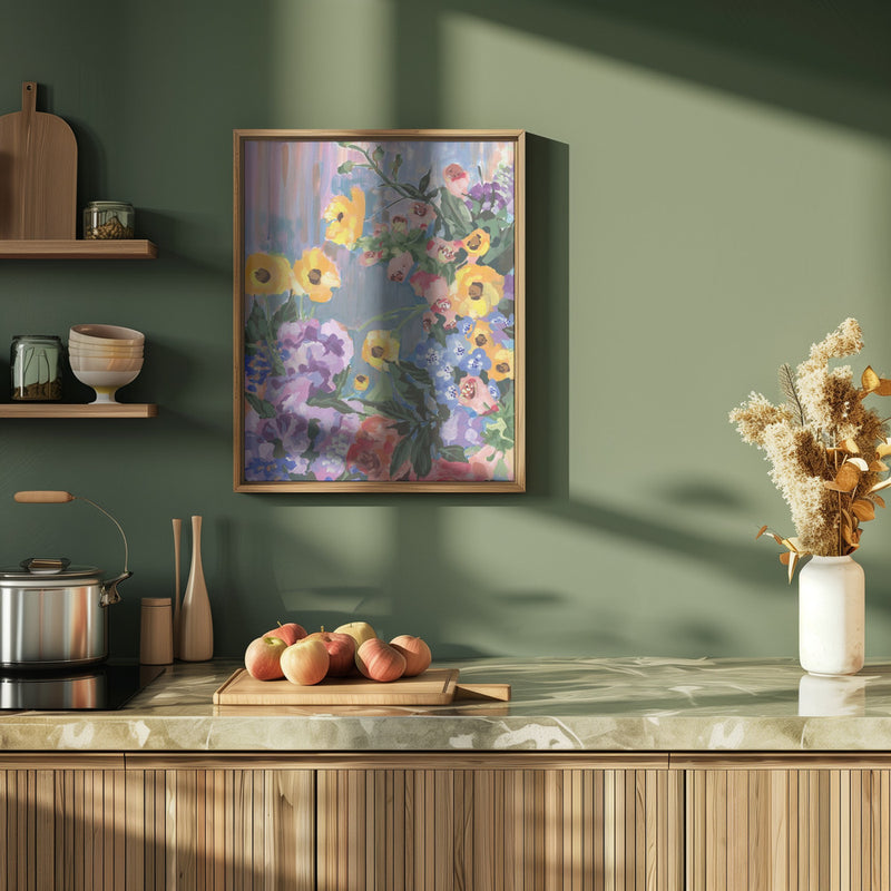 Retro Floral Bouquet - Stretched Canvas, Poster or Fine Art Print I Heart Wall Art