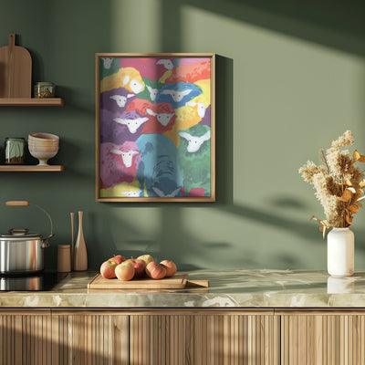 Colorful Sheep Cocktail - Stretched Canvas, Poster or Fine Art Print I Heart Wall Art