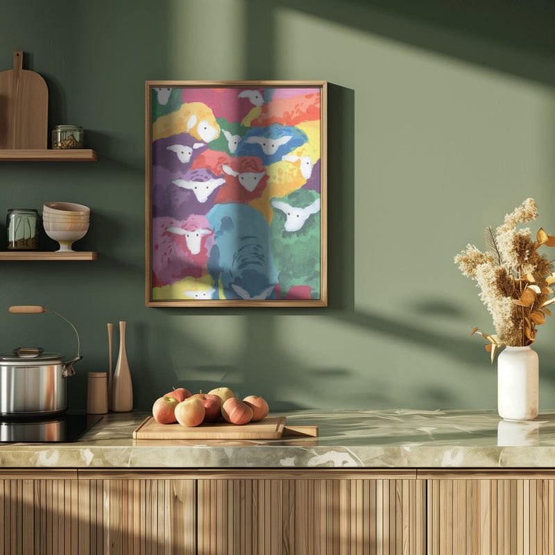 Colorful Sheep Cocktail - Stretched Canvas, Poster or Fine Art Print I Heart Wall Art