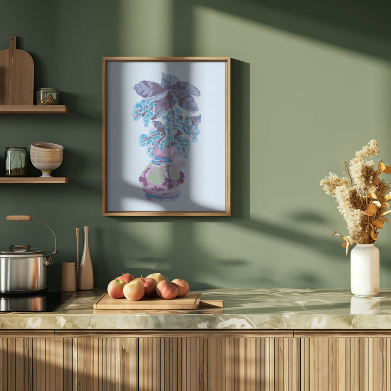 Blooming Vase In Blue - Stretched Canvas, Poster or Fine Art Print I Heart Wall Art