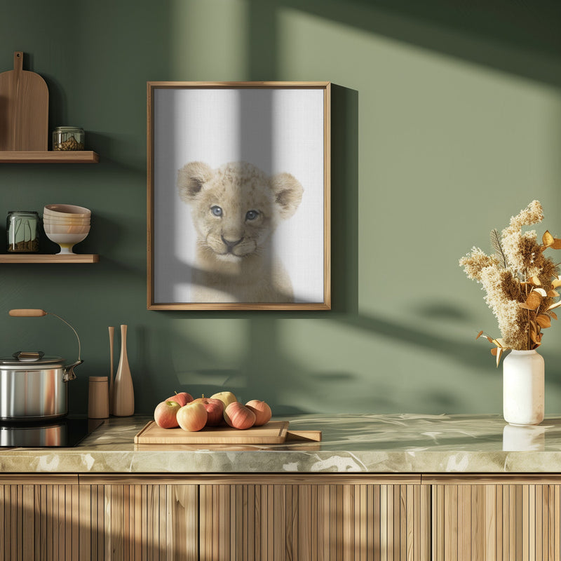 Peekaboo Baby Lion - Stretched Canvas, Poster or Fine Art Print I Heart Wall Art