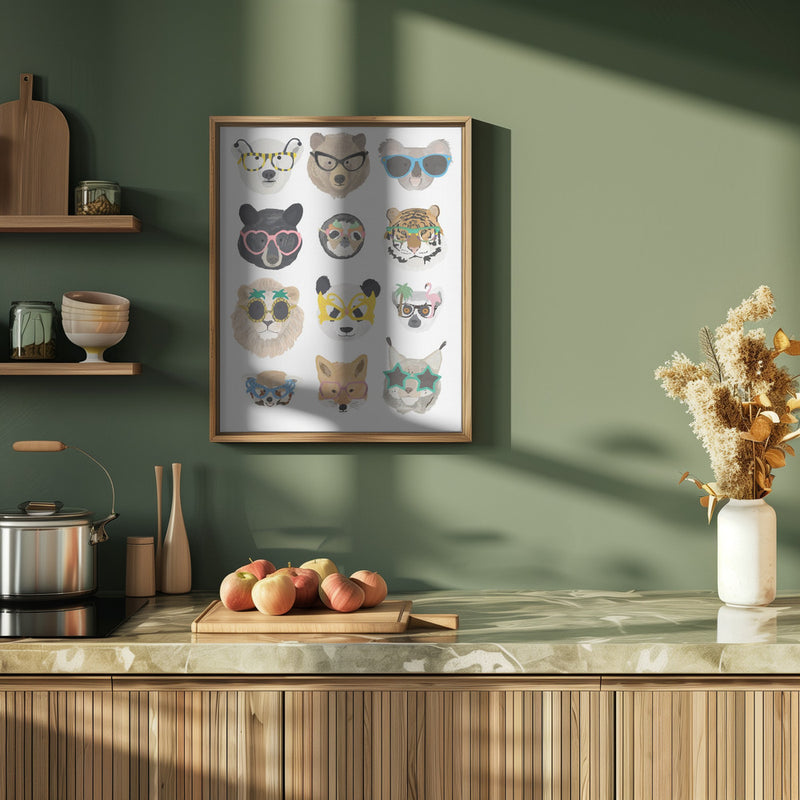 Big Cats in glasses print - Stretched Canvas, Poster or Fine Art Print I Heart Wall Art