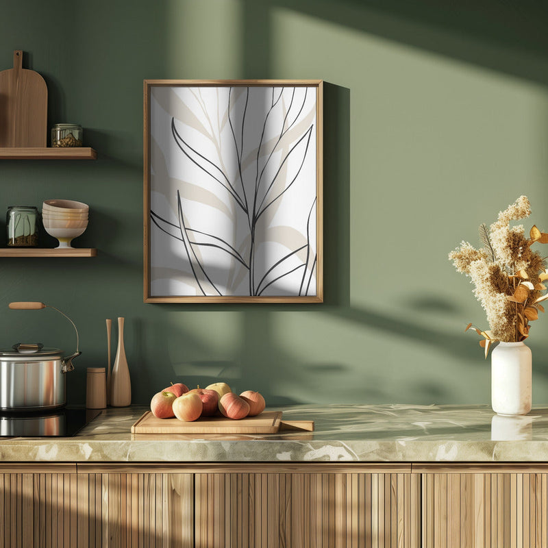 Lively Line Leaves - Stretched Canvas, Poster or Fine Art Print I Heart Wall Art
