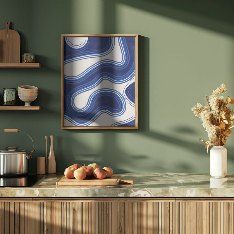 Blue Wave Patterns - Stretched Canvas, Poster or Fine Art Print I Heart Wall Art