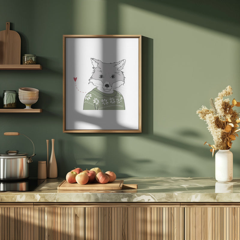 Furry Fox - Stretched Canvas, Poster or Fine Art Print I Heart Wall Art