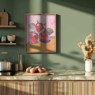 Fresh Paintainly Strawberries - Stretched Canvas, Poster or Fine Art Print I Heart Wall Art